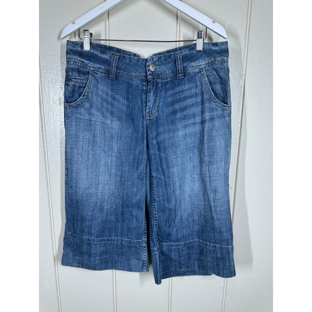 American Eagle Shorts Womens 10 Blue Denim Wide Leg Mid Rise In Good Condition
